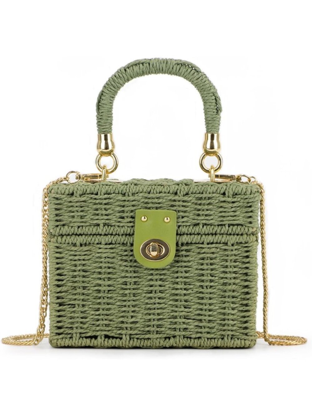 Handwoven Rattan Beach Tote Bag | Square Boho Crossbody Handbag for Summer